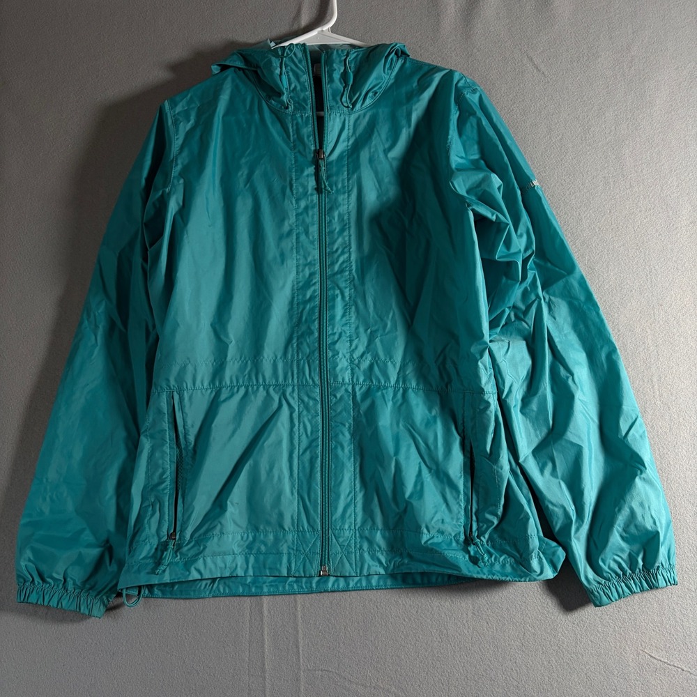 Columbia‎ Mens Medium Teal Hooded Windbreaker Rain Jacket Full Zip Lightweight